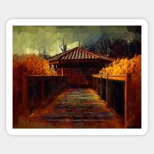 The Pavilion By The River In Gothic Oil Sticker